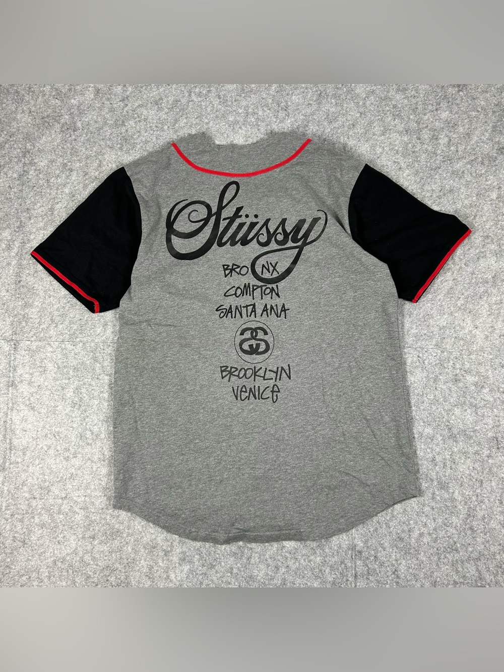 Vintage 90s Stussy World Tour Y2K Baseball Jersey Shirt Size Medium
